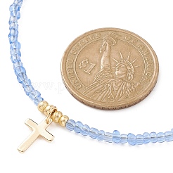 Brass Pendant Necklace with Glass Seed Beaded Chains for Women&nbsp;NJEW-JN04429