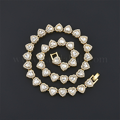 1Pc Heart Zinc Alloy Crystal Rhinestone Cup Chain Tennis Necklaces for Women&nbsp;NJEW-SP0001-06G