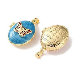Brass Enamel Photo Locket Pendants&nbsp;KK-K305-20G