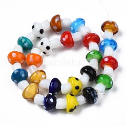 Mushroom Handmade Lampwork Beads Strands&nbsp;X-LAMP-R116-03A