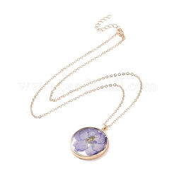 Dry Pressed Real Flower Resin Pendant Necklace&nbsp;NJEW-G088-01KCG-01