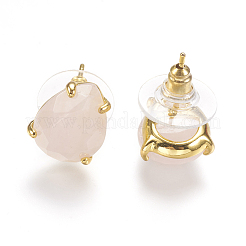 Natural Rose Quartz Stud Earrings&nbsp;EJEW-L196-03B