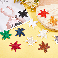 48Pcs 12 Colors Maple Leaf Computerized Embroidery Cloth Iron on/Sew on Patches&nbsp;DIY-PH0009-38