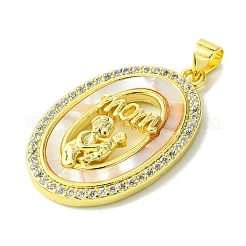Mother's Day Brass Micro Pave Clear Cubic Zirconia Pendants&nbsp;KK-H472-13G-09