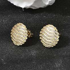 Brass Clear Cubic Zirconia Stud Earrings for Women&nbsp;EJEW-A162-06G