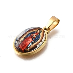 Religion Theme 304 Stainless Steel Pave Epoxy Pendants&nbsp;STAS-K256-29G-01
