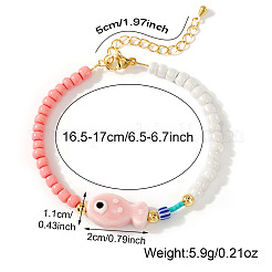 Porcelain & Glass Beaded Fish Charm Bracelets for for Women&nbsp;UD7779