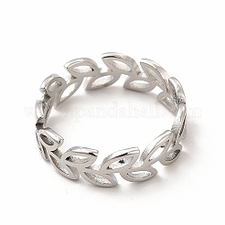 Non-Tarnish 304 Stainless Steel Hollow Out Leafy Branch Finger Ring for Women&nbsp;RJEW-B027-06P