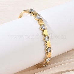 304 Stainless Steel & Glass Hinged Bangles for Women&nbsp;BJEW-Z178-05G