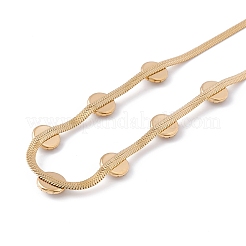 Plastic Pearl Flower Pendant Necklace with Herringbone Chains&nbsp;NJEW-G090-01G