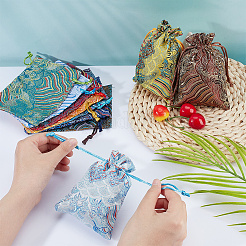 10Pcs 10 Styles Silk & Brocade Pouches&nbsp;ABAG-NB0001-86