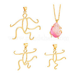 3Pcs 3 Styles Brass Pendant Cabochon Settings&nbsp;KK-PH0011-65