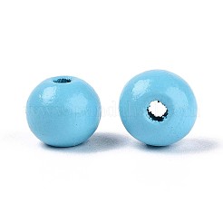 Spray Painted Round Natural Schima Wood Beads&nbsp;WOOD-A018-8mm-09
