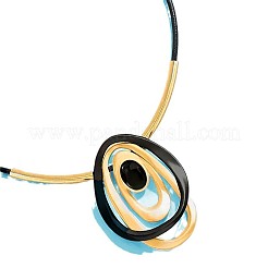 Oval Alloy & Resin Pendant Necklaces&nbsp;FS-WG6879B-01