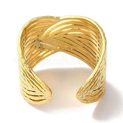 PVD Vacuum Plating 201 Stainless Steel Leaf Open Cuff Rings for Unisex&nbsp;RJEW-C092-27G