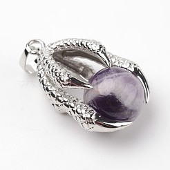 Eagle Claw Alloy Amethyst Pendants&nbsp;G-L455-A13