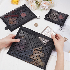 3Pcs 3 Styles Flocking Heart Nylon Cosmetic Zipper Bags&nbsp;FIND-SP0005-80B