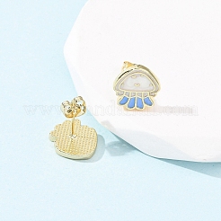 Brass Enamel Stud Earrings&nbsp;LS-EJEW-B152-01G-02