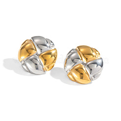Stainless Steel Two Tone Flat Round Stud Earrings&nbsp;NF5313