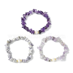 3Pcs 3 Styles Natural Mixed Gemstone Chip & Cultured Freshwater Pearl Beaded Stretch Bracelets Set for Women&nbsp;BJEW-JB13762-03