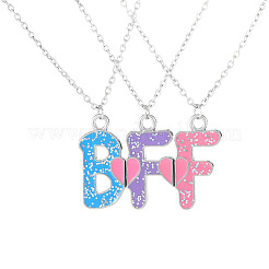 3Pcs 3 Colors Zinc Alloy Enamel Magnetic BFF Pendant Necklaces for Friend&nbsp;FS-WG36493-01