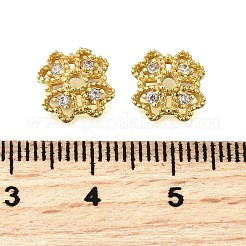 Flower Brass Micro Pave Cubic Zirconia Bead Caps&nbsp;KK-K300-01D-G