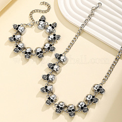 Alloy Skull Link Chain Necklace & Bracelets Sets&nbsp;FS-WG36AE1-01