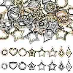 24Pcs 8 Styles Alloy Crystal Rhinestone Pendants&nbsp;FIND-FS0005-40