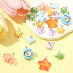 24Pcs 7 Styles Marine Organism Resin Pendants&nbsp;RESI-FS0002-05