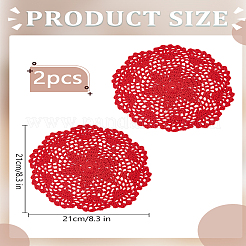 2Pcs Handmade Knitting Polyester Cloth Fabric Coaster&nbsp;AJEW-LP0001-47E