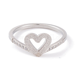 304 Stainless Steel Heart Finger Ring for Women&nbsp;RJEW-C086-06-P