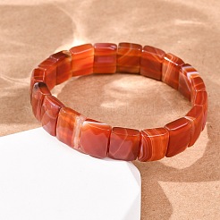 Dyed & Heated Natural Carnelian Faceted Beaded Stretch Bracelets for Women&nbsp;BJEW-K251-08G