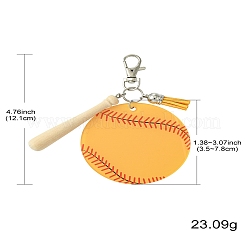 Baseball Acrylic & Wood Pendant Decorations&nbsp;HJEW-YW00012-01