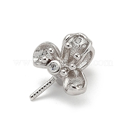 925 Sterling Silver Pave Clear Cubic Zirconia Flower Pendant Bails&nbsp;STER-P068-06P