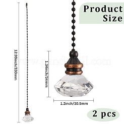 Diamond Glass Charms Ceiling Fan Pull Chain Extenders&nbsp;HJEW-WH20003-33A