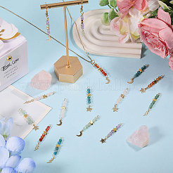 15Pcs 5 Colors Natural Carnelian & Green Aventurine & Rose Quartz & Amethyst & Apatite Faceted Round Beaded Pendants&nbsp;PALLOY-CA00041