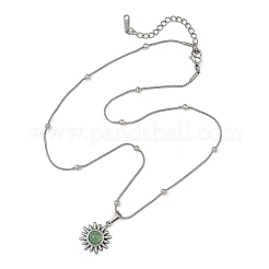 Natural Mixed Stone 304 Stainless Steel Sun Pendant Satellite Chain Necklaces&nbsp;NJEW-JN06501