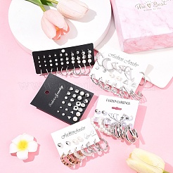 5 Sets 5 Styles Alloy & Plastic Pearl & Acrylic & Rhinestone Earring Sets&nbsp;EJEW-FS0001-24
