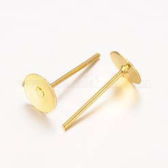 Golden Plated Iron Flat Base Ear Stud Findings&nbsp;X-E013-G
