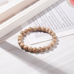 Natural Wood Round Beaded Stretch Bracelet&nbsp;BJEW-JB08213