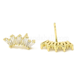 Crown Brass Micro Pave Cubic Zirconia Stud Earrings&nbsp;EJEW-L270-21G
