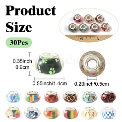 30Pcs Large Hole Resin European Beads&nbsp;OPDL-YW0001-07