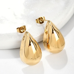 304 Stainless Steel Teardrop Stud Earrings&nbsp;EJEW-R008-01G