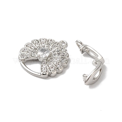 Rack Plating Brass Micro Pave Clear Cubic Zirconia Fold Over Clasps&nbsp;KK-A222-14P