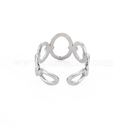Non-Tarnish 304 Stainless Steel Open Oval Wrap Cuff Ring for Women&nbsp;RJEW-S405-187P