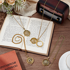 4Pcs 4 Styles Magnifying Glass Magnetic Locket Pendant Necklaces&nbsp;NJEW-PH0001-40