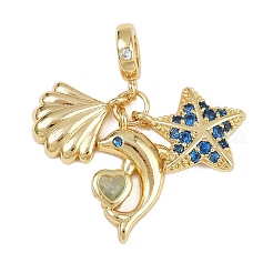Rack Plating Brass Micro Pave Cubic Zirconia Pendants&nbsp;KK-M309-32G