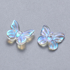 Transparent Spray Painted Glass Charms&nbsp;GLAA-T016-20