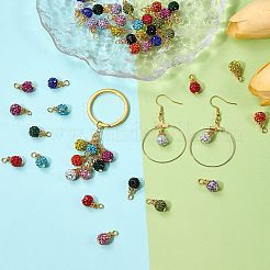 24Pcs 12 Colors Handmade Polymer Clay Rhinestone Pendants&nbsp;PALLOY-SW0026-01