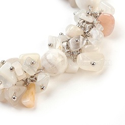 Natural White Moonstone Dangle Earrings and Bracelets Sets&nbsp;SJEW-JS00972